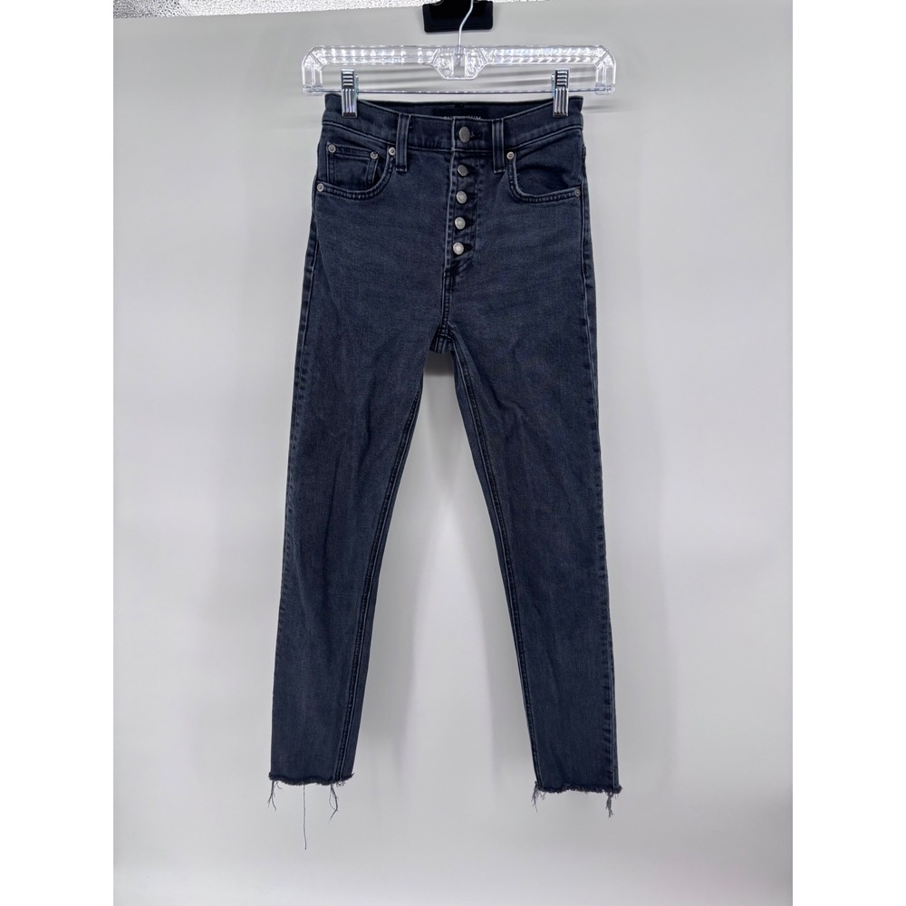 Denim Forum The Yoko High Rise Slim Jeans Black Wash Button Fly Size 23X27